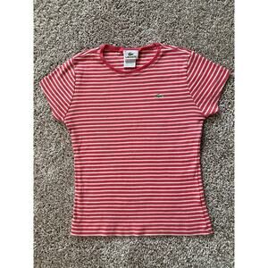 Lacoste stripe knit crewneck wm shortsleeve top